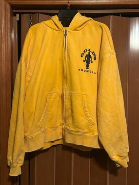 YoungLA Yellow Full-Zip Hoodie with Front Pockets
